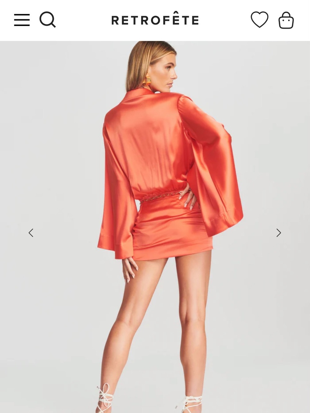 Retrofête Orange Satin Mini Dress